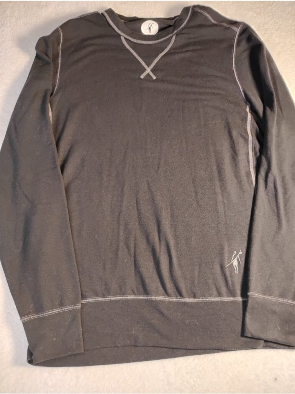 Vtg Toes On The Nose Mens Thermal Shirt Pullover Stretch Outdoor Stretch S Black